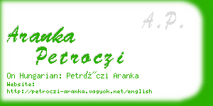 aranka petroczi business card